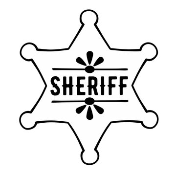 recommend clip art: Line sheriff badge with golden star