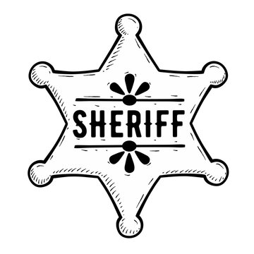 Sketch sheriff star badge	