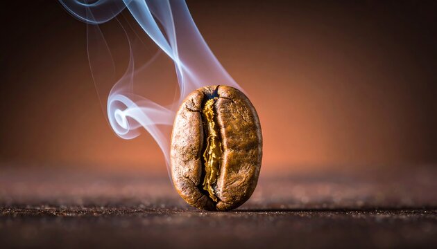 Roasted Coffee Bean with Smoke, and Dark Background.