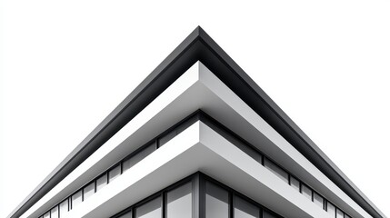 Obraz premium Modern architecture featuring sharp angles and sleek lines against a white background.