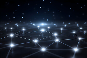Fototapeta premium Digital Network and Data: A network of glowing nodes connected by luminous lines forms a mesmerizing visual representation of data flow and digital connectivity.
