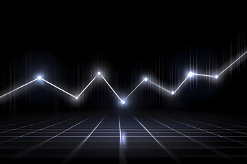 Fototapeta premium Illuminating Data Trends: A sleek, futuristic representation of a glowing data trend line, set against a dark backdrop. this image shows the complex interplay of growth and volatility. 