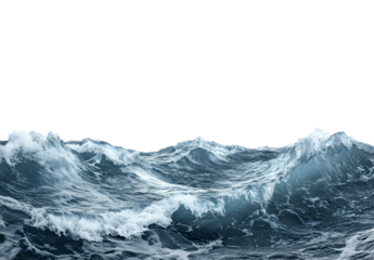 A vibrant blue wave crashing on the sea surface