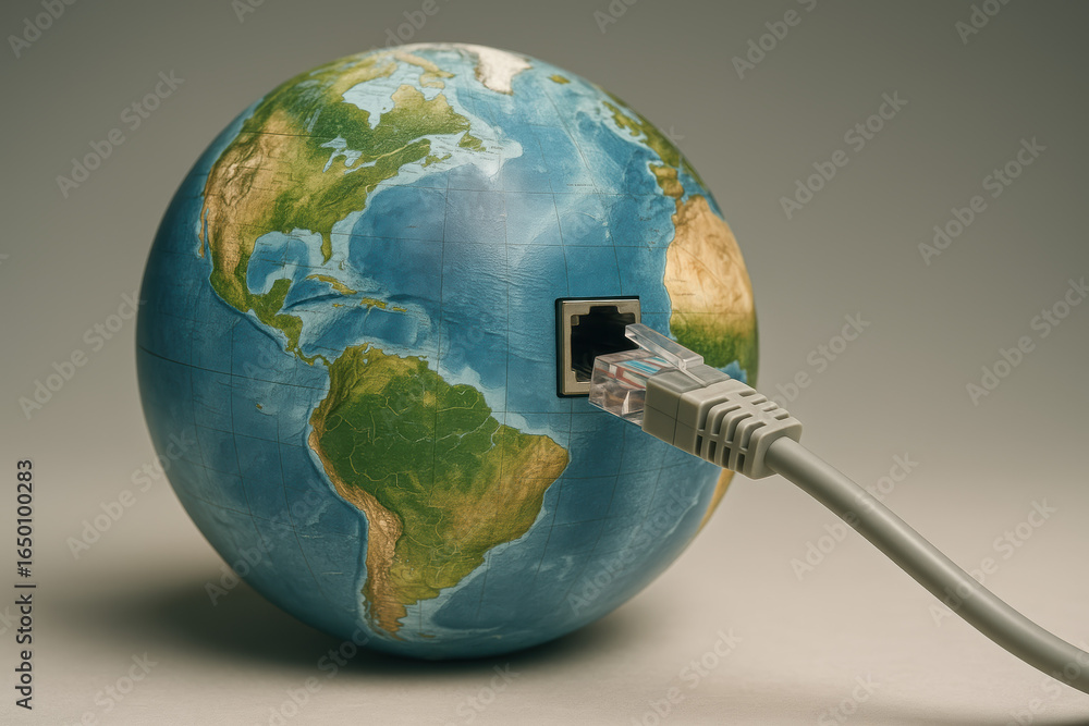 Poster globalization drives communication and development connecting the world through internet technology 