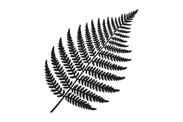 Silhouette of a fern plant against white background. Vector retro hand drawn illustration