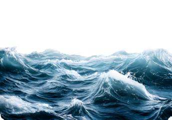 A vibrant blue wave crashing on the sea surface