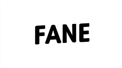 Fototapeta premium Bold black text spelling 'FANE' on a clean white background.