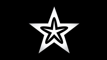 Stylized white star icon on a black background, showcasing modern graphic design.