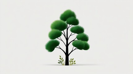 Stylized green tree illustration with vibrant foliage on a light background.
