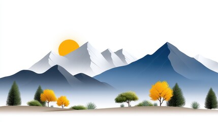 Stunning mountain landscape at sunrise with vibrant autumn trees and rolling hills.