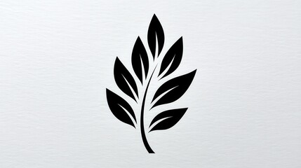 Stylized black leaf design on a white background, representing nature and growth.