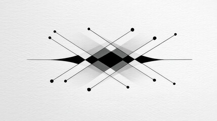 Abstract geometric design with sharp lines and shadow effects in monochrome.