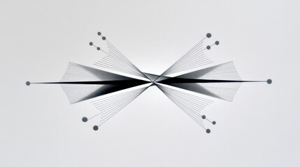 Abstract geometric art featuring black lines and gray circles on a light background.