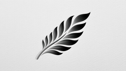 Elegant black feather design on textured white background.