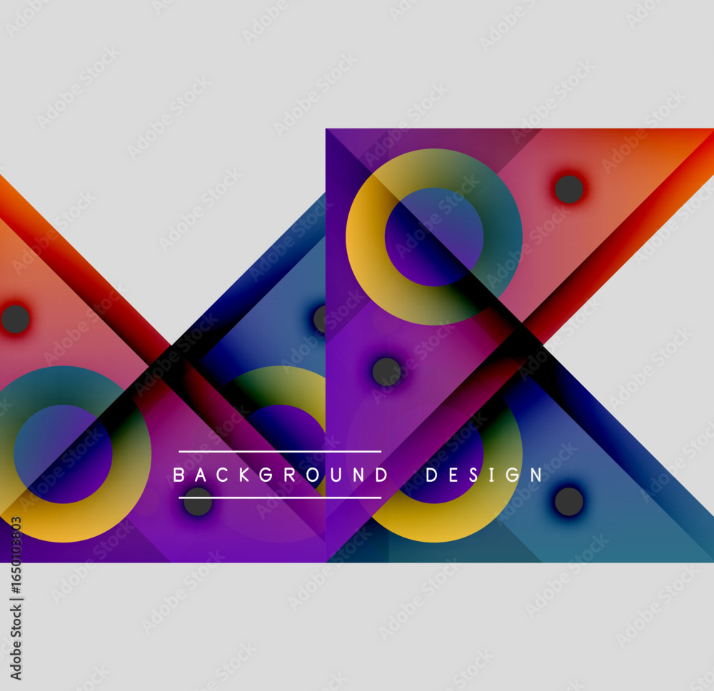 Poster abstract geometric composition. overlapping shapes, vibrant colors, modern design elements create dy