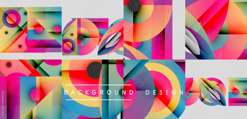 Aufkleber abstract colorful patterns, geometric shapes, vibrant gradients. modern design elements create dynam