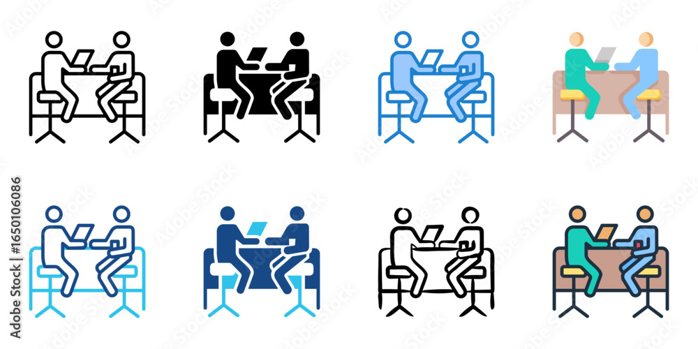 Poster co working spaces icon set multiple style collection