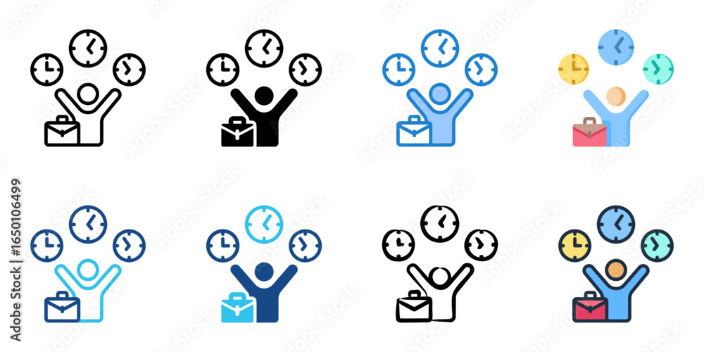 Poster flexible hour icon set multiple style collection
