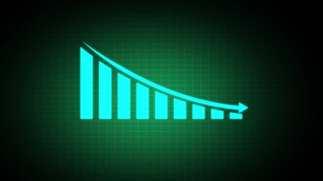 Animated down graph icon designed in flat icon style, business or finance concept icon. Finance, Business Info graphic animation, Bar graph. Bar down graph Animated down graph icon designed 