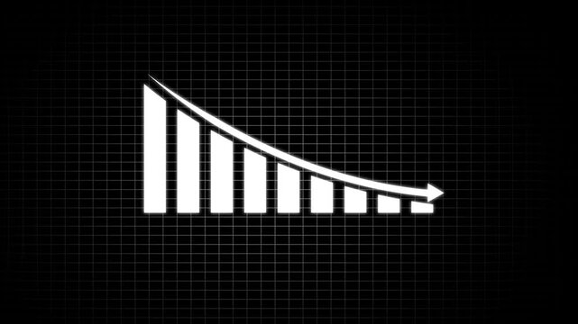 Animated down graph icon designed in flat icon style, business or finance concept icon. Finance, Business Info graphic animation, Bar graph. Bar down graph Animated down graph icon designed 