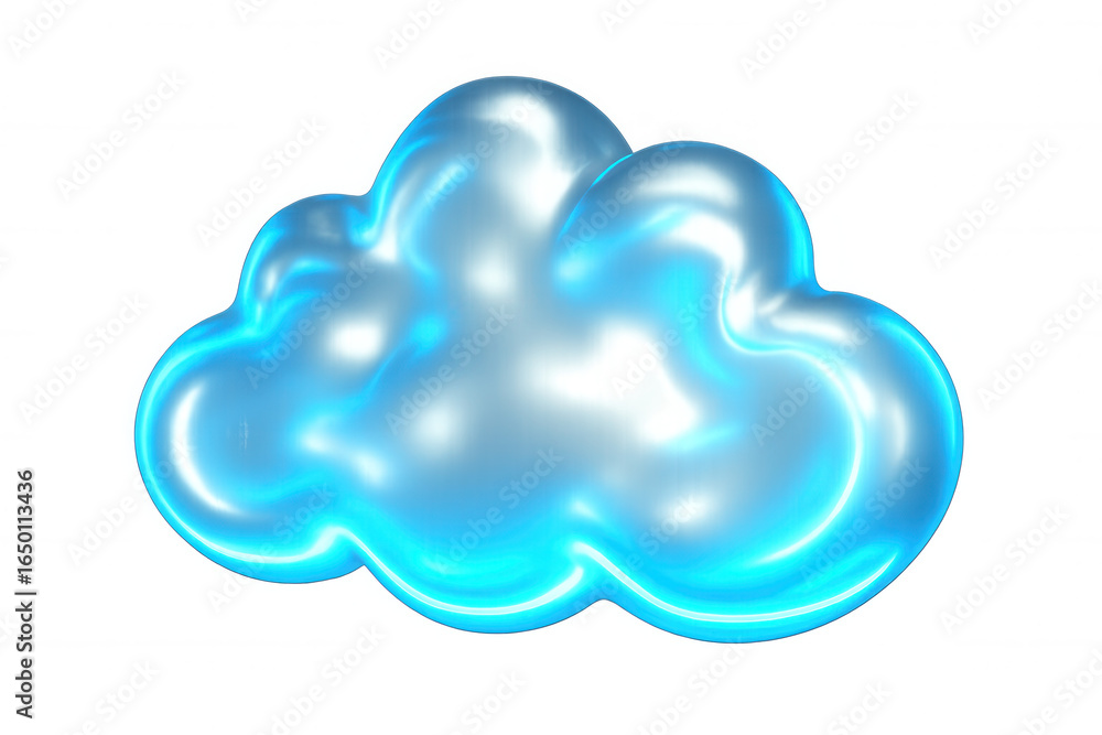 Poster blue cloud computing symbol glowing on transparent background, representing online storage and netwo
