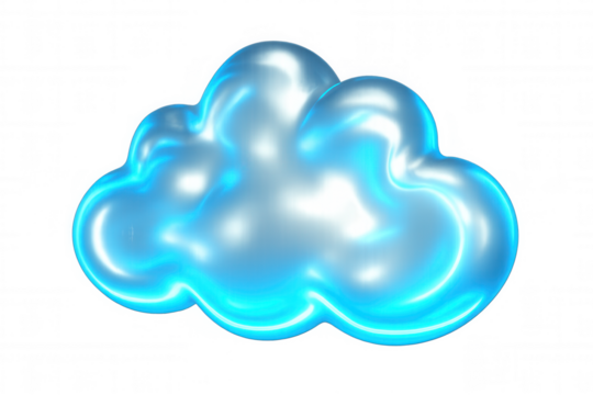 Blue cloud computing symbol glowing on transparent background, representing online storage and network connectivity - Powered by Adobe
