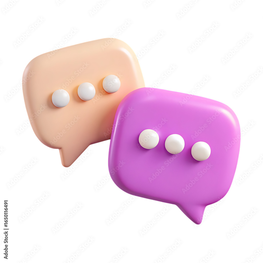 Poster two 3d speech bubbles with dots isolated on transparent background