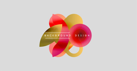 Abstract floral design. Overlapping colorful petals create dynamic composition. Background is light gray. Text reads background design.
