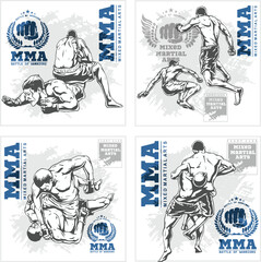 MMA Mixed Martial Arts Fighter Vector Illustration Collection