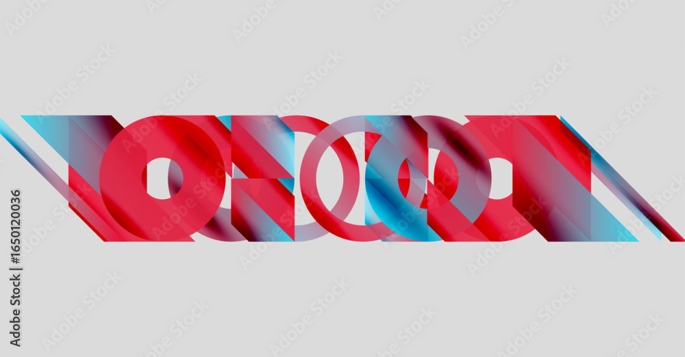 Poster abstract design features overlapping red, blue shapes. minimalist composition with geometric forms, 