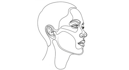 Woman face line art drawing portrait illustration minimalist style beauty fashion design continuous outline vector