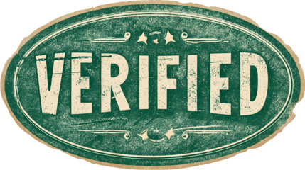 Vintage Verified Seal of Approval with Green and Beige Colors for Trusted Quality and Assurance