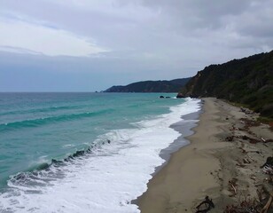 Coastal beach scene with waves (1)