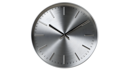 Modern metallic wall clock showing time, perfect for business presentations and office design