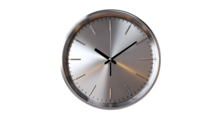 Silver wall clock showing time, perfect for business, deadlines, and time management concepts