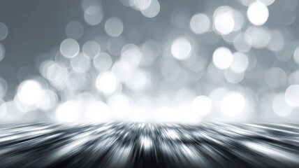 Abstract white and gray bokeh lights background with soft motion blur, modern business technology backdrop for corporate design and professional presentation templates