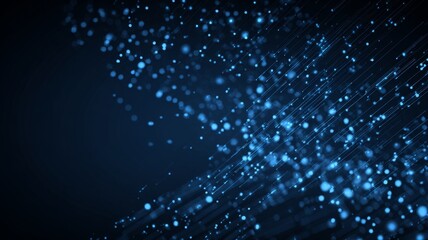 Abstract blue technology and finance background with pixel network elements, digital business innovation concept, futuristic data visualization for corporate and financial design projects