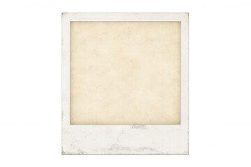 Fototapeta premium Close-up of an old, worn instant photo with a stained, blank surface, isolated on a transparent background