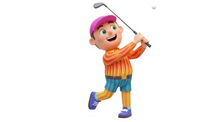 Cartoon character playing golf