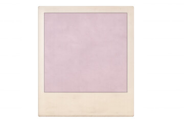 Old, faded instant photo print with a light purple empty space for your content, isolated on transparent background