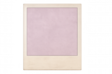 Old, faded instant photo print with a light purple empty space for your content, isolated on transparent background