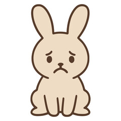 sad rabbit animal flat color vector illustration template design