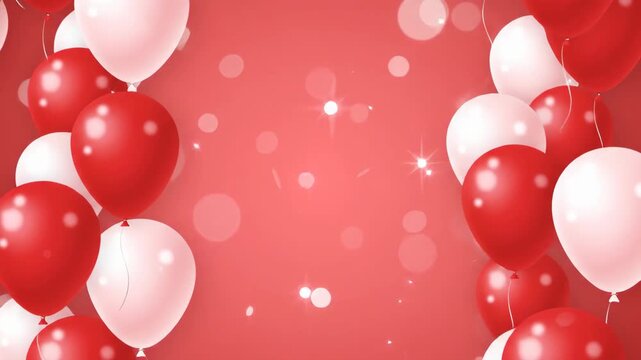 Red and White Balloon Floating Celebration Background, perfect for party and celebration themes.
