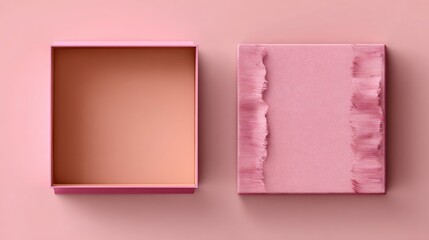 Open pink gift box on a pink background
