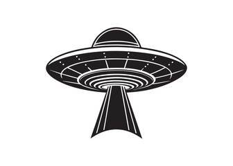 UFO Spaceship Silhouette Vector Illustration with Alien Flying Saucer Design.