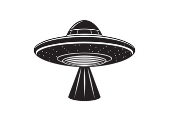 UFO Spaceship Silhouette Vector Illustration with Alien Flying Saucer Design.