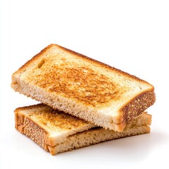 Two slices of toasted bread, golden brown