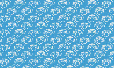 Seamless Art Deco Fan Pattern on a Vibrant Blue Background