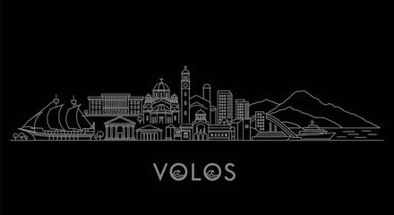 Obraz premium Volos Skyline Greece Minimalist Line art.