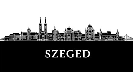 Obraz premium Szeged Skyline Vector Cityscape Silhouette.
